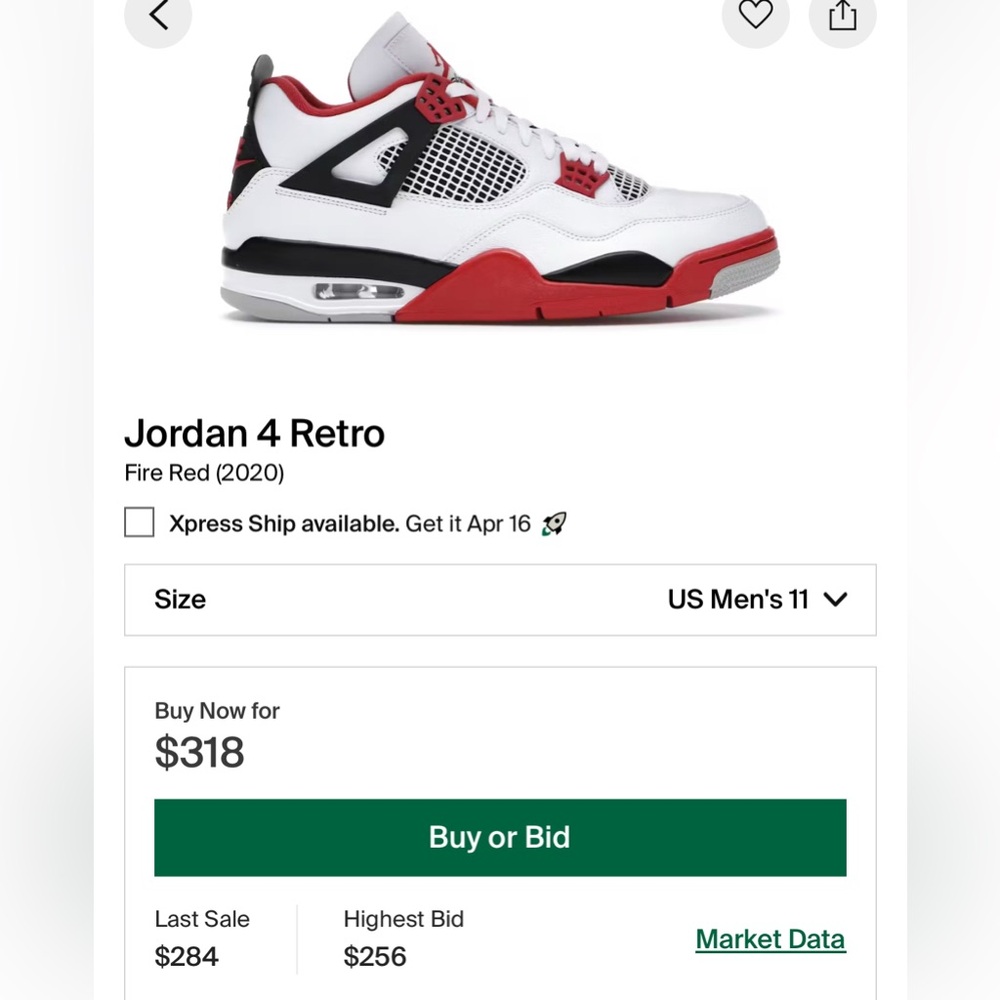 Jordan 4 Fire Red - Picture 2 of 4